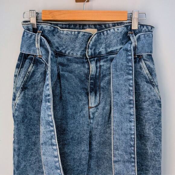 SEZANE Austin Jeans, paperbag waist, US 2/FR 34, bleached denim, EUC - Picture 2 of 10